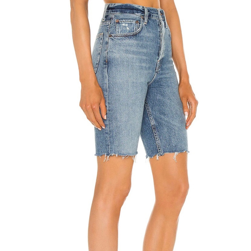 Agolde Faded Blue High-Rise Denim Bermuda Shorts - Picture 2 of 10